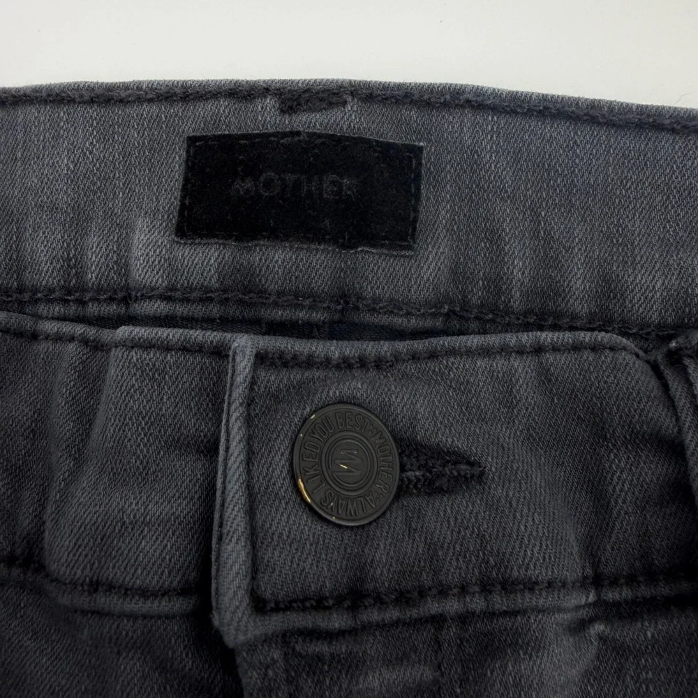 Mother The Mid Rise Dazzler Ankle Step Fray Jeans Women 29 Dark Grey